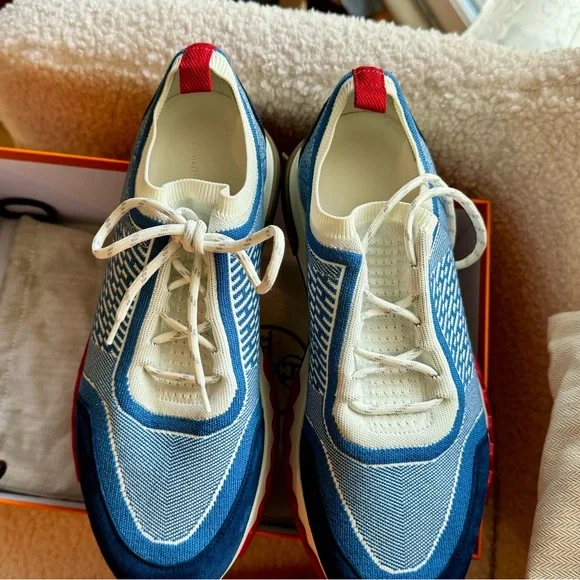 Hermes logo calfskin Men’s logo sneakers - Picture 4 of 13